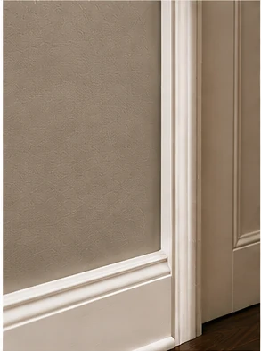 Crisp premium paint edge where wall meets white architectural trim