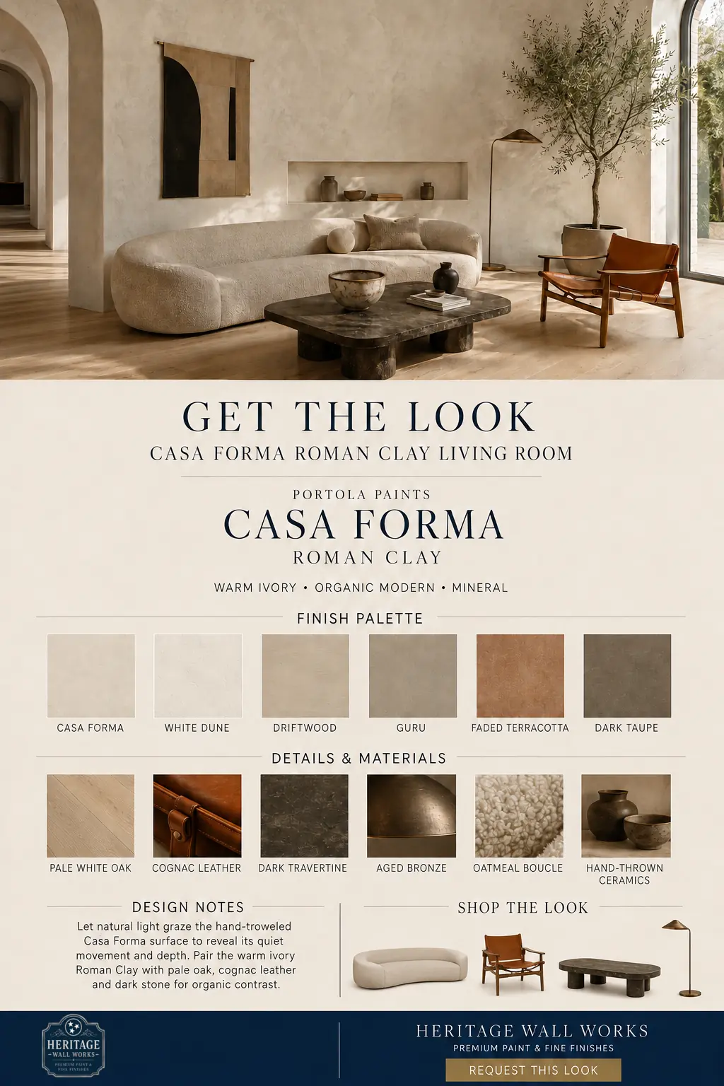 Get the Look board for Casa Forma Roman Clay Living Room