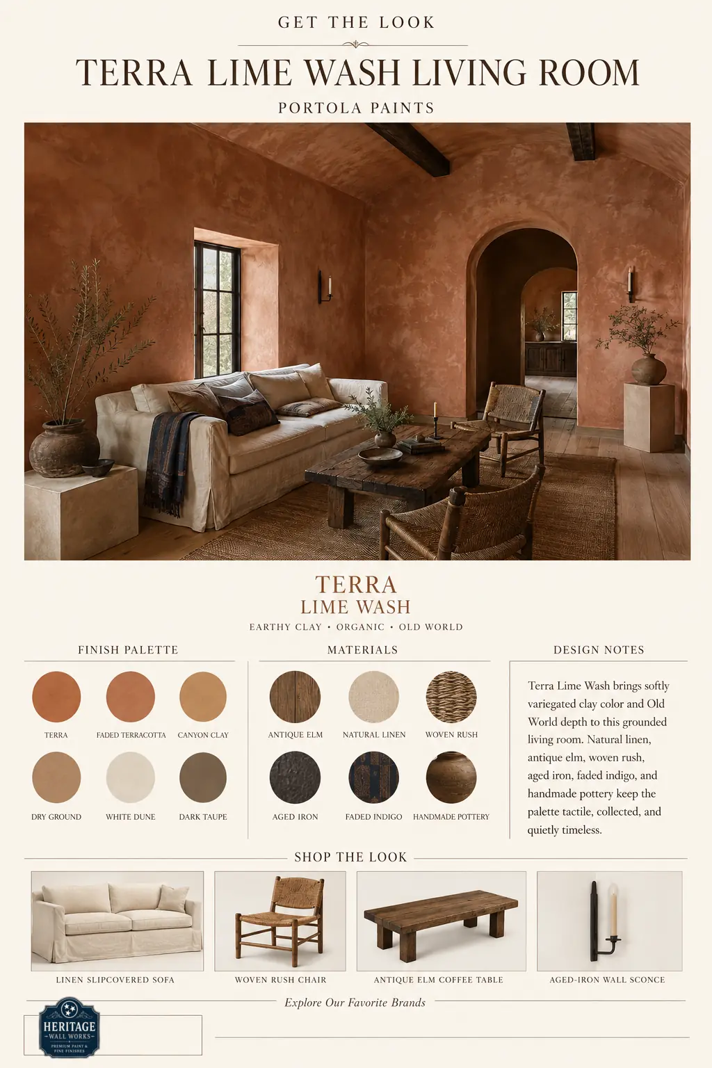 Get the Look board for Terra Lime Wash Living Room