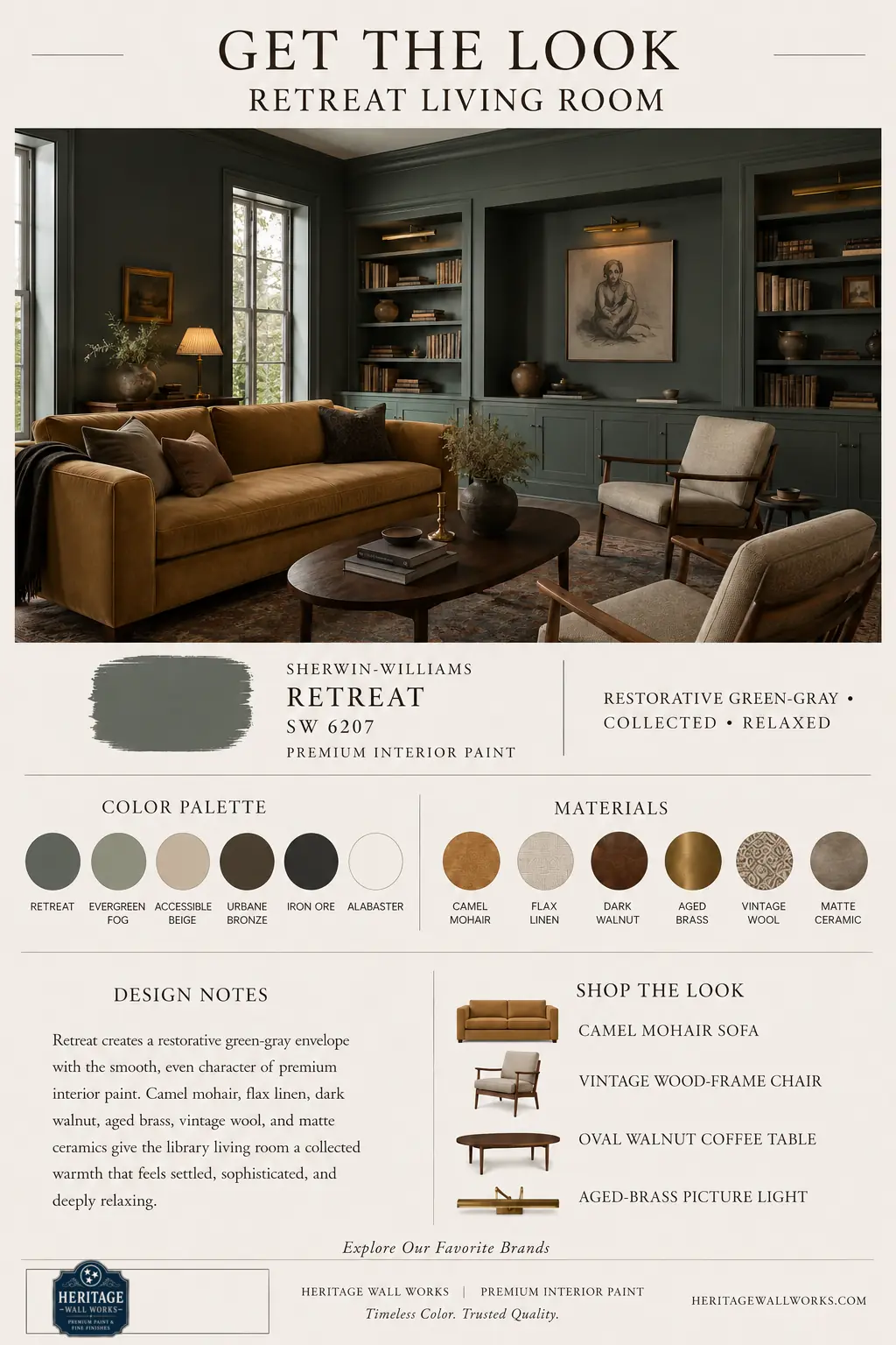 Get the Look board for Retreat Living Room