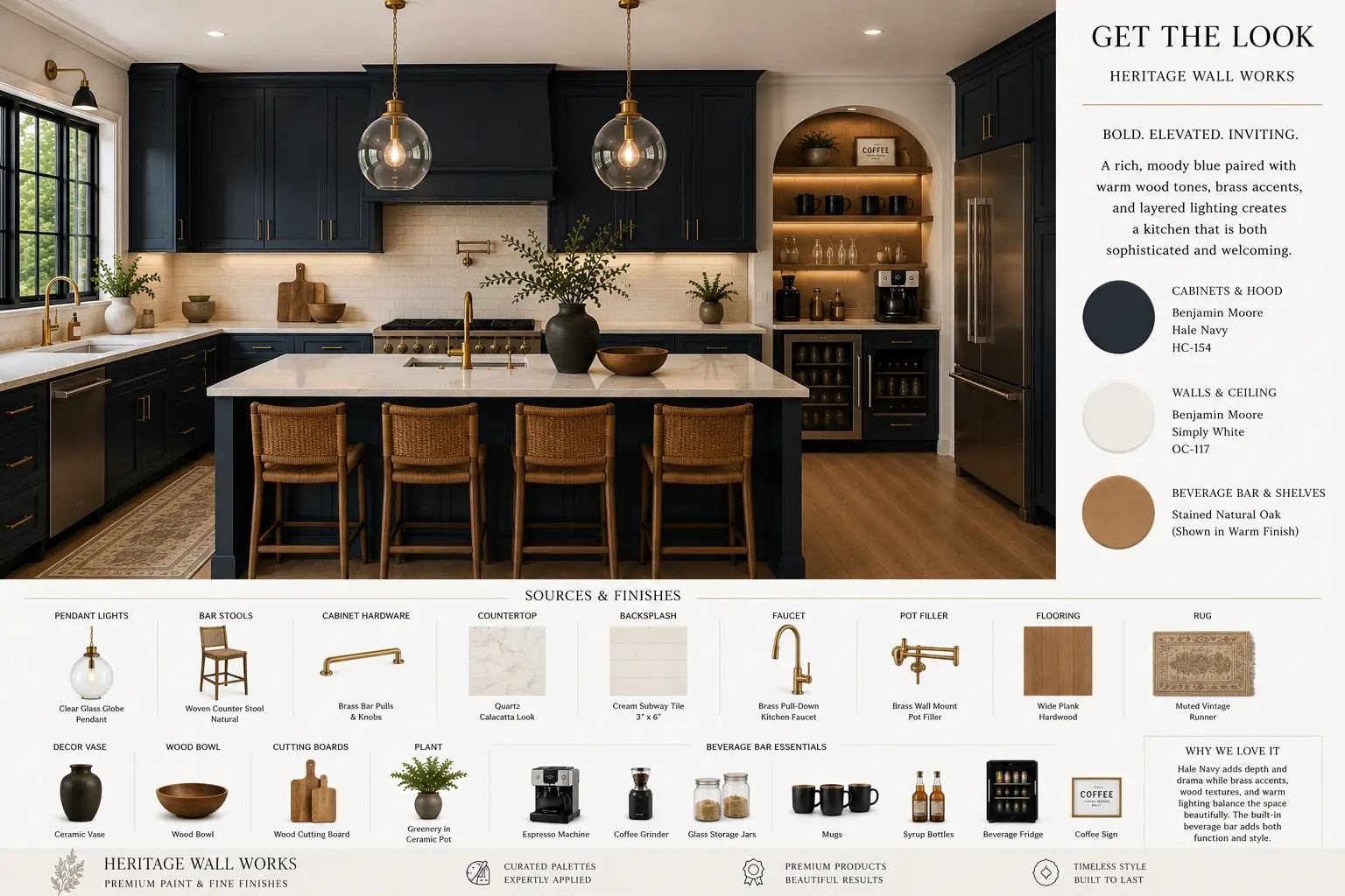 Get the Look board for Hale Navy Kitchen