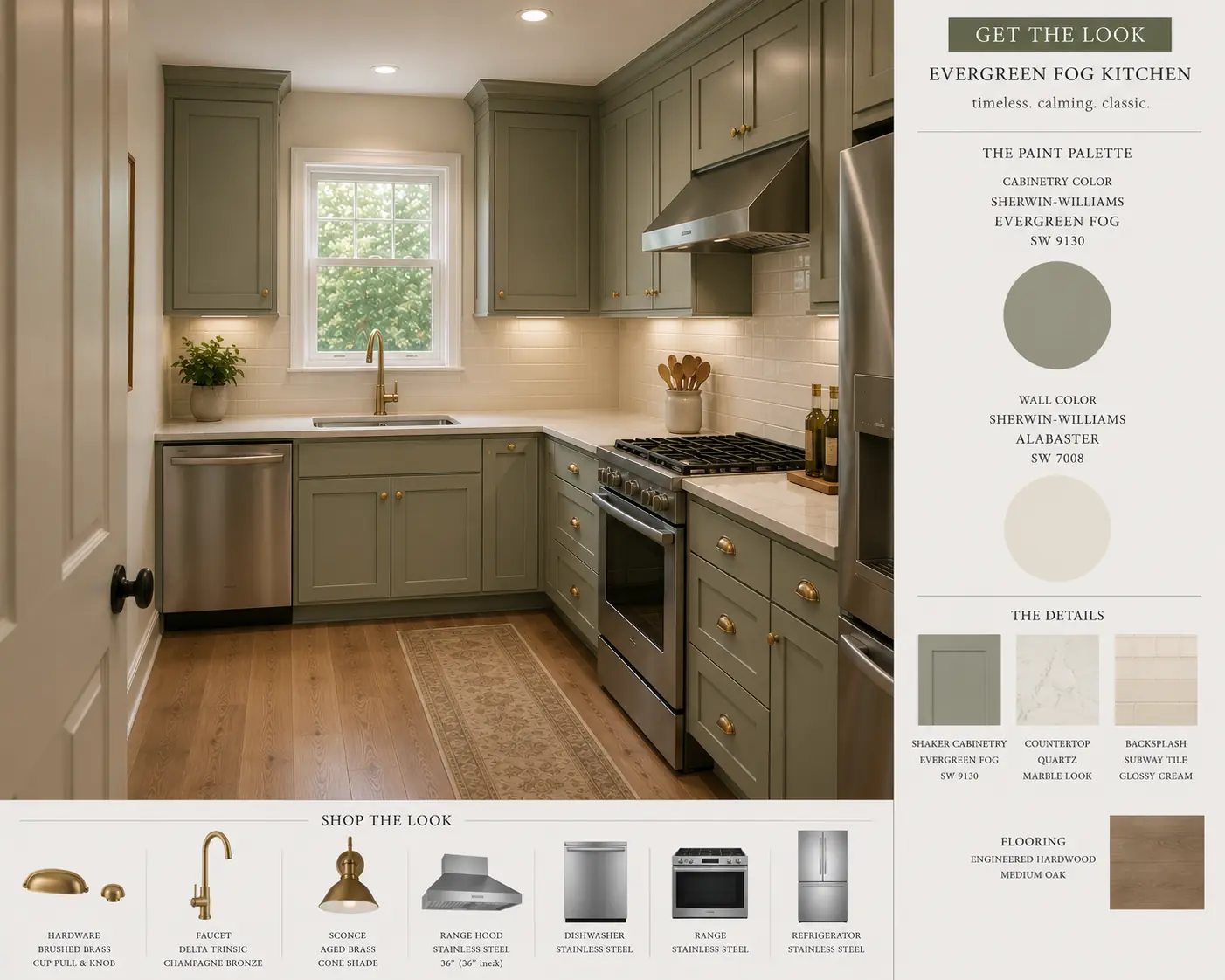 Get the Look board for Evergreen Fog Kitchen