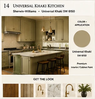Get the Look board for Universal Khaki Kitchen