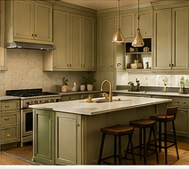 Heritage Wall Works design visualization: Universal Khaki Kitchen