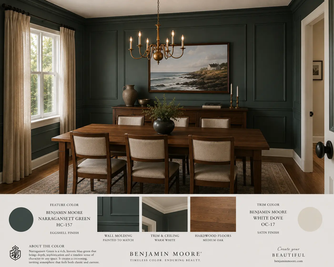 Get the Look board for Narragansett Green Dining Room