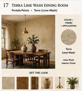Get the Look board for Terra Lime Wash Dining Room