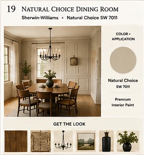 Get the Look board for Natural Choice Dining Room
