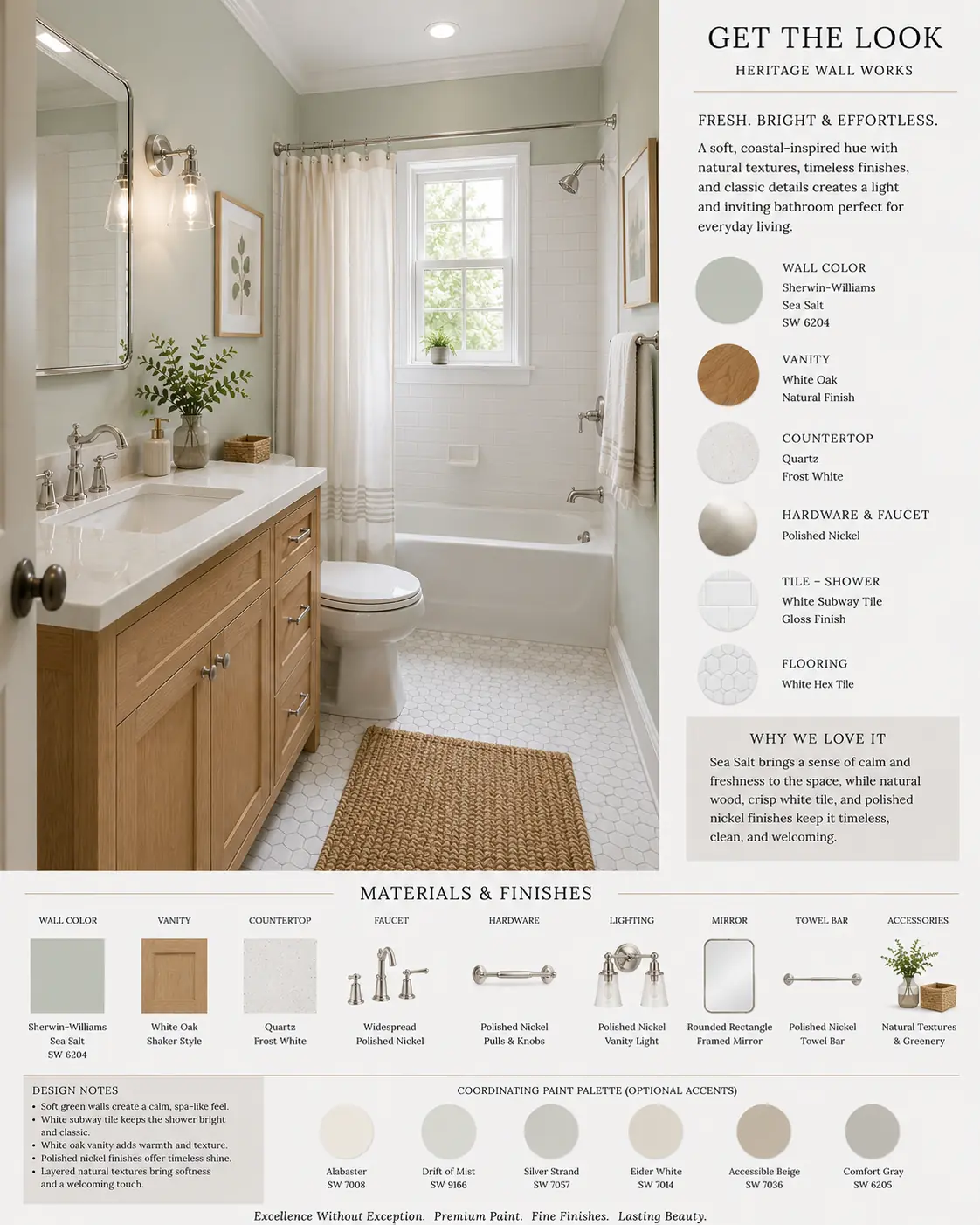 Get the Look board for Sea Salt Hall Bathroom