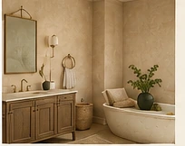 Heritage Wall Works design visualization: Casa Forma Roman Clay Bathroom
