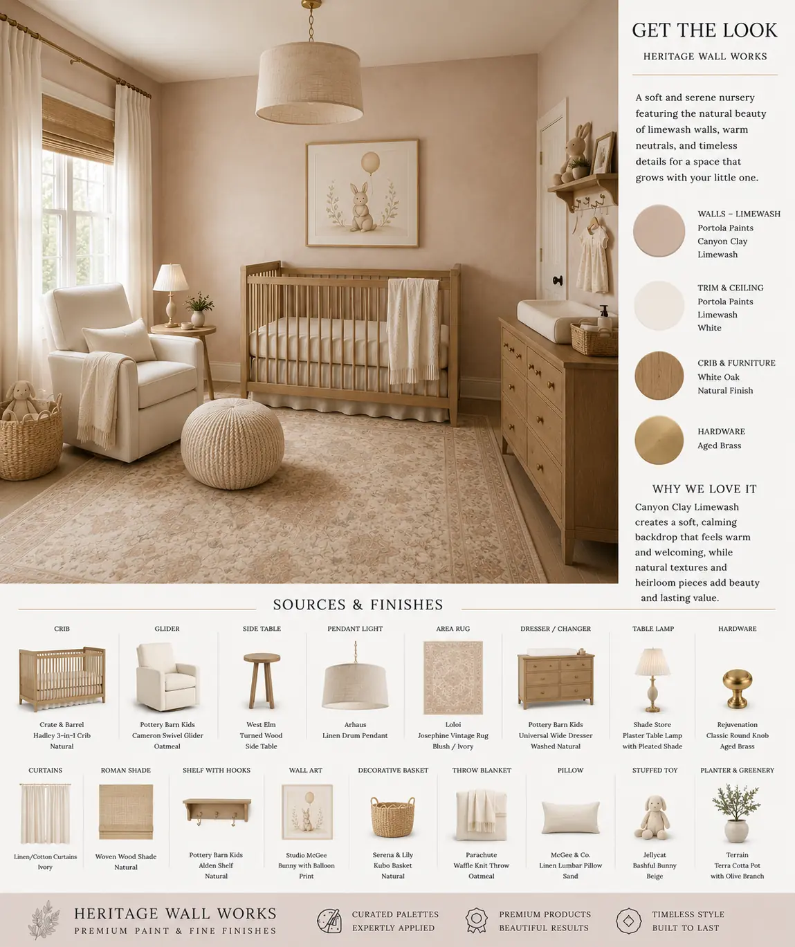 Get the Look board for Canyon Clay Limewash Nursery