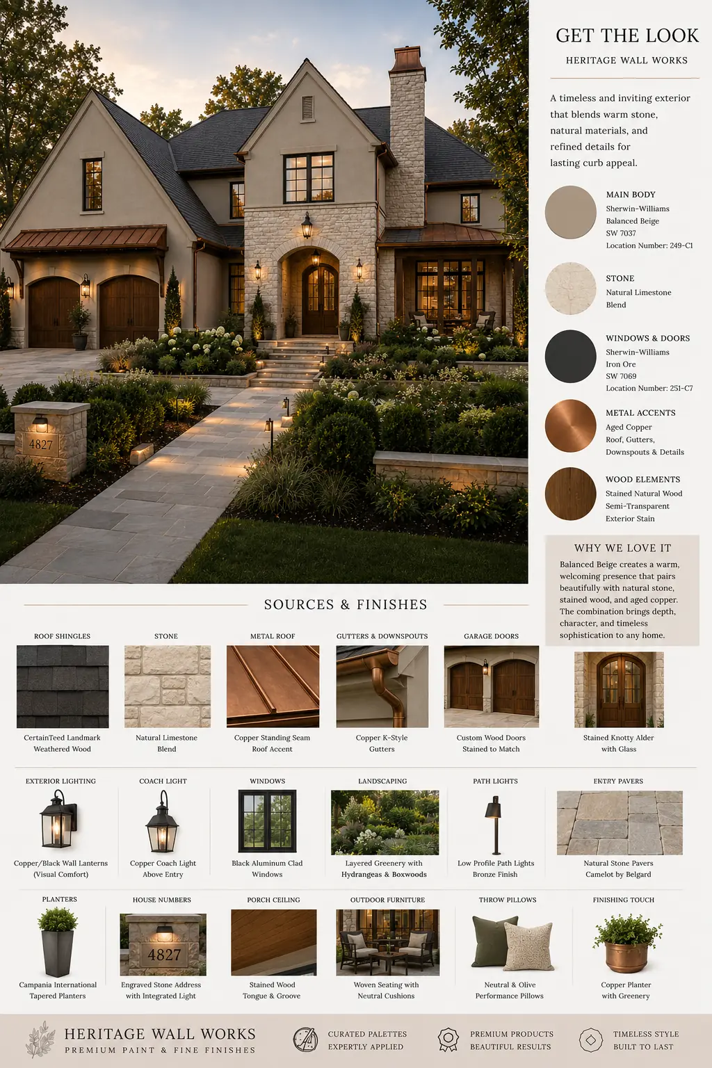 Get the Look board for Balanced Beige Stone Transitional Exterior