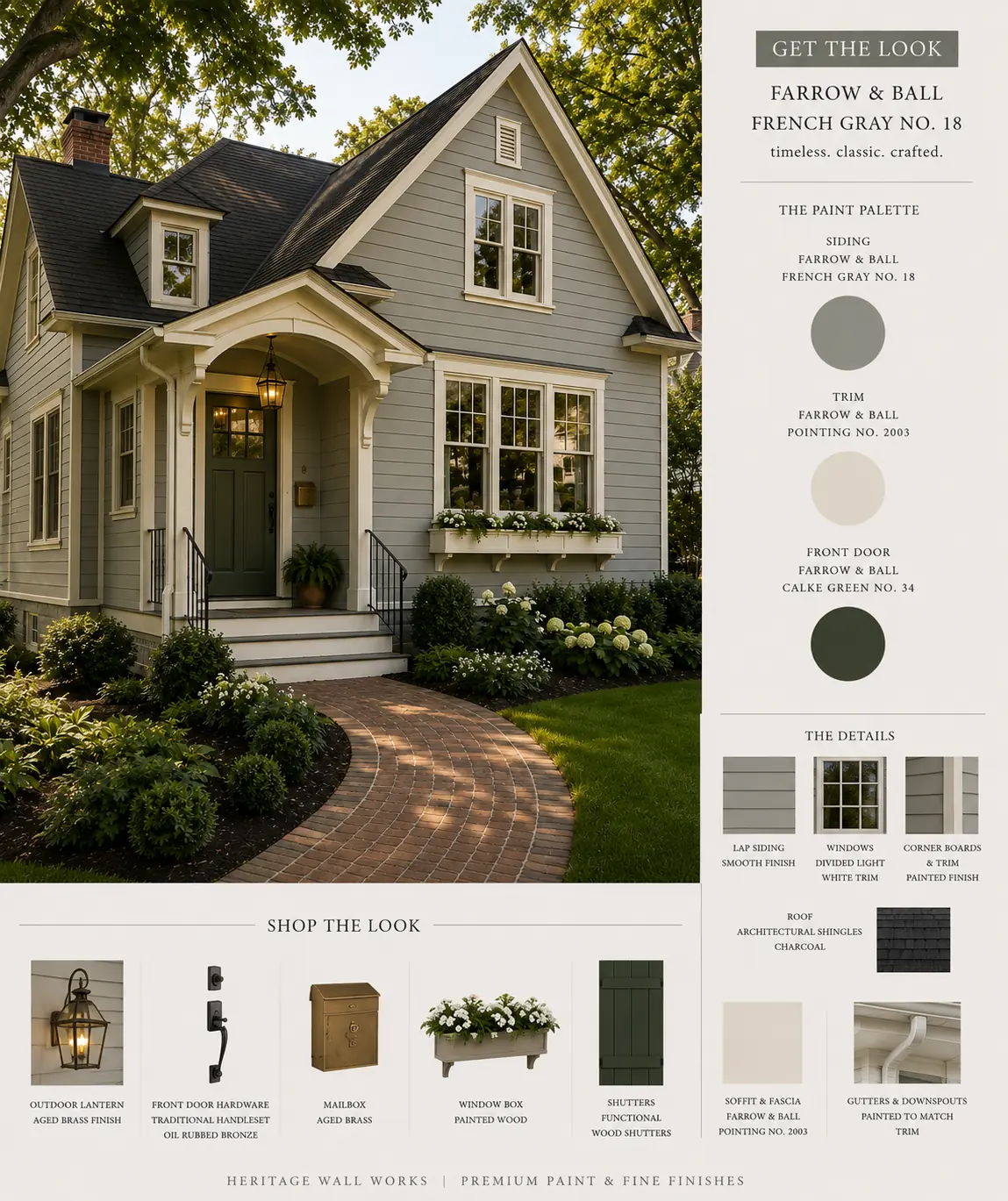 Get the Look board for French Gray Historic Cottage